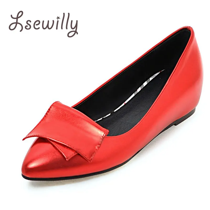 

Lsewilly 2017 Solid Color Bowtie Wedges Pumps Shallow pointed Toe Women's Shoes With low Heel Ladies Party Dress Shoes SS601