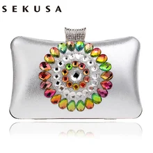 SEKUSA акриловая Женская вечерняя сумка s Стразы сумки почтальон цепь сумка на плечо клатч вечерняя сумка для свадьбы кошелек