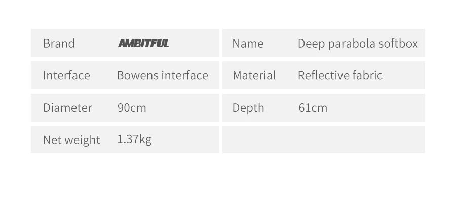 AMBITFUL P90 портативный 90 см 16 стержней глубокий параболический софтбокс с сотовой сеткой Bowens Mount Studio Speedlite Flash Softbox