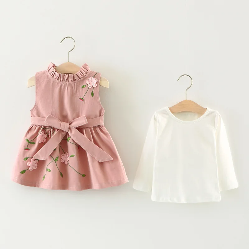 Комплекты одежды для детей г. Осенние платья для маленьких девочек платье принцессы с длинными рукавами из чистого хлопка для девочек, футболка комплект из 2 предметов, 4ds139