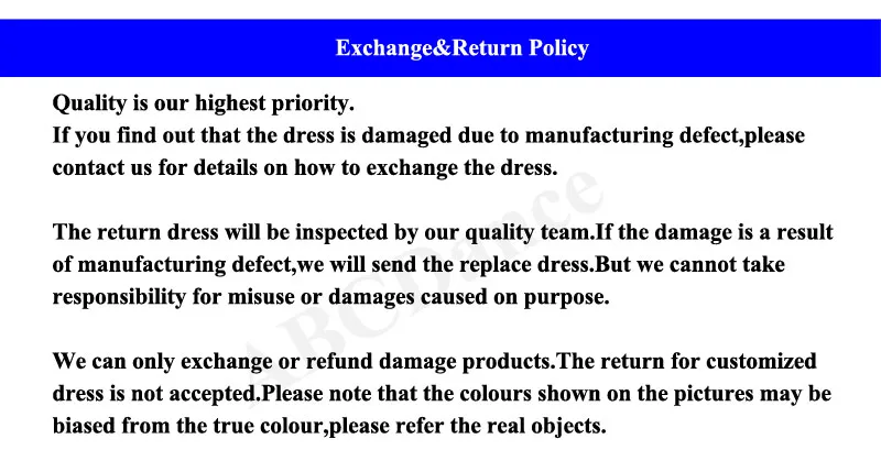 Exchange and Return Policy
