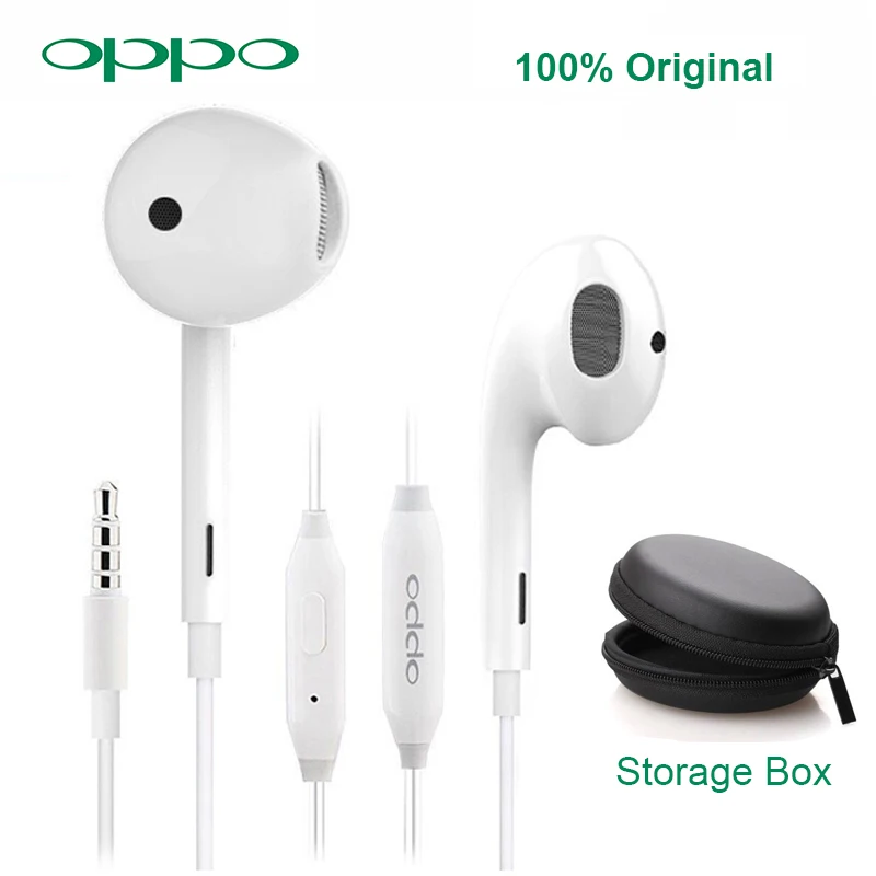 

OPPO R11 Earphone Storage Box with 3.5mm Plug Wire Controller Headset for Xiaomi Huawei OPPO R15 OPPO Find X F7 F9 OPPO R17