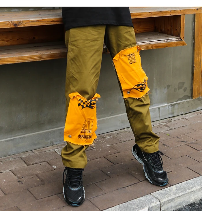 Aelfric Eden шаровары, штаны для бега 2019 сезон: весна–лето уличной хип-хоп брюки пэчворк брюки Для мужчин высокой моды Трек Jogger