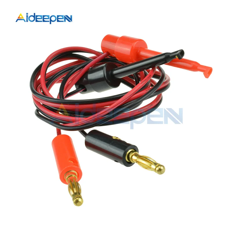 

1 Pair 4mm Banana Plug to Test Hook Clip Lead Cable 1M For Multimeter Test Tools Equipment Connector Black/Red