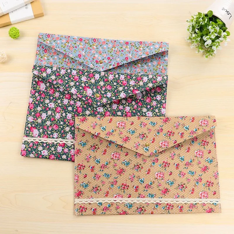 

Coloffice 1PC Stationery File Bag Vintage Dots Flower Face Series PVC A4 Document File Folder Filing Production School Office