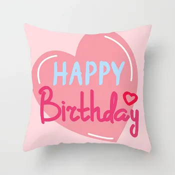 

Nordic Cushion Cover Happy Birthday Unicorn Throw Pillow Cover Polyester Cushion Case Sofa Living Room Cover Decorative Pillows