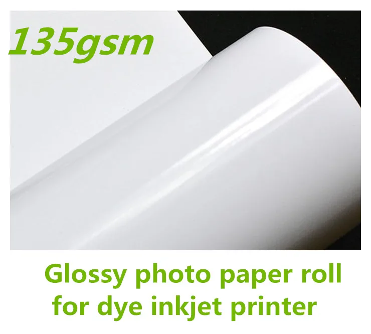 24"*50m 135gsm Thin Photo Paper, 2 Rolls Of Inkjet Printing Glossy White Photo Paper Rolls