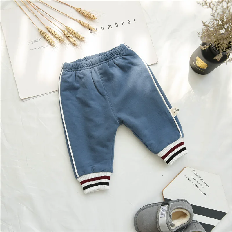 

SFP-211 New Winter Children Baby Boy Casual Active Patchwork Full length Straight PantPlus Velvet s