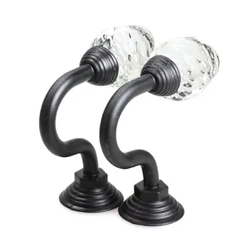 

DSHA New Hot 2PCS Crystal Wall Tieback Curtain Hook Tassel Towel Hanger (Black) Best Selling