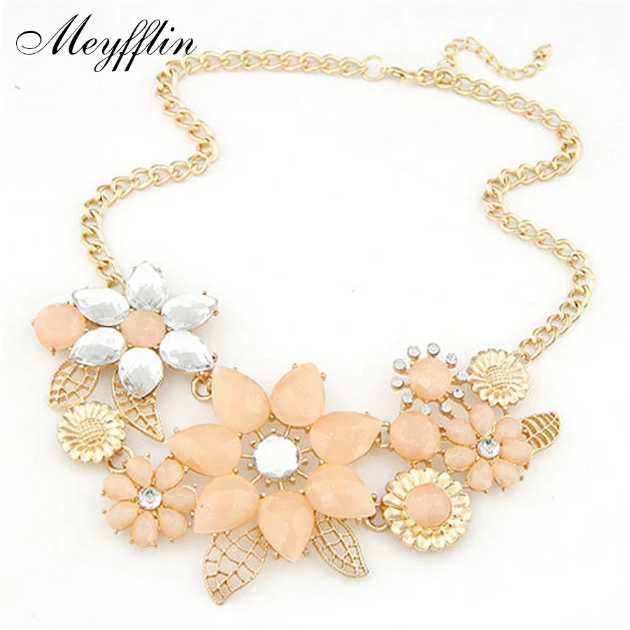 Fashion Statement Necklaces & Pendants for Women Crystal Flower Necklace Gold Choker Collier Femme 2016 Colar Jewrelry Collares