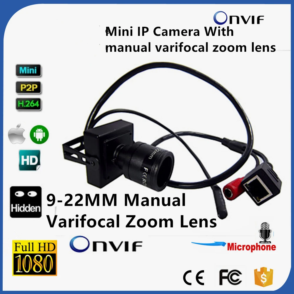 H.264 + H.265 1080P Мини ip камера ONVIF2.0 9 22 мм ручной варифокальный зум объектив P2P Plug And Play