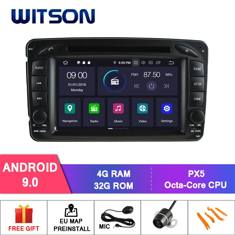 

WITSON Android 9.0 IPS HD Screen for BENZ C-CLASS W203 CLK W209 M W163 W639 CAR DVD 4GB RAM+32GB FLASH 8 Octa Core+DVR/WIFI+DSP