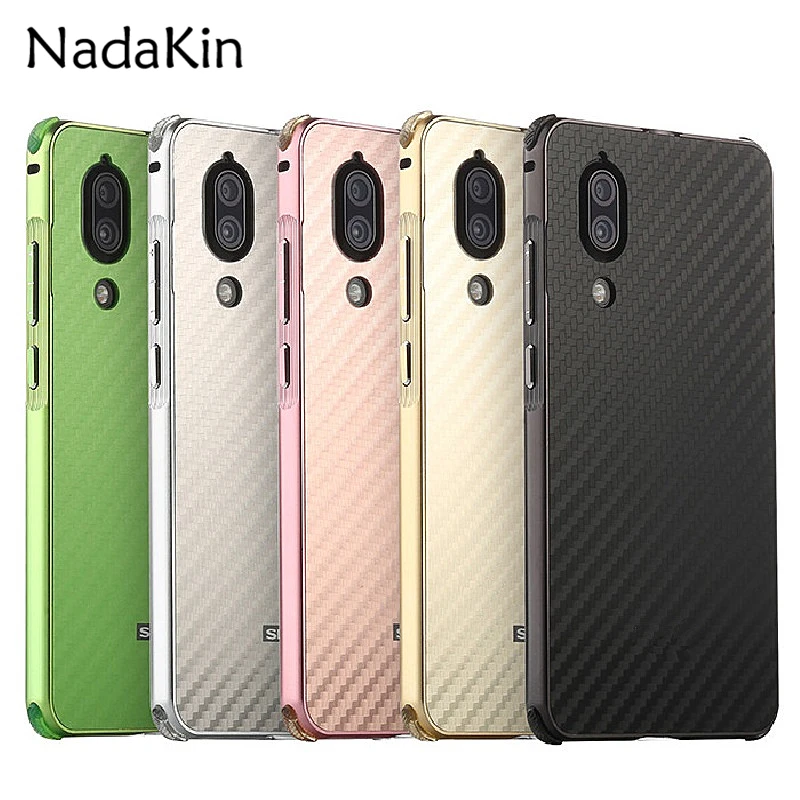 

Four Corner Silicone Shockproof Case for Sharp Aquos S2 Carbon Fiber Metal Protective Back Cover Half Wrapped Funda Anti Dust