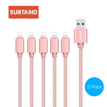 5-Pack Suntaiho кабель USB с подсветкой для iphone кабель для зарядки данных для iphone X USB кабель для iphone 7 Plus для iphone 8
