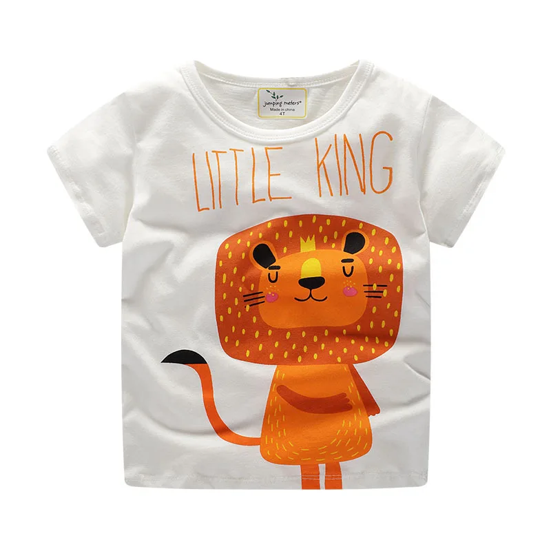 

2019 new Kids clothes cotton Tops baby boy children clothing short-sleeved T-shirt cartoon lion print boy round neck animal Tees