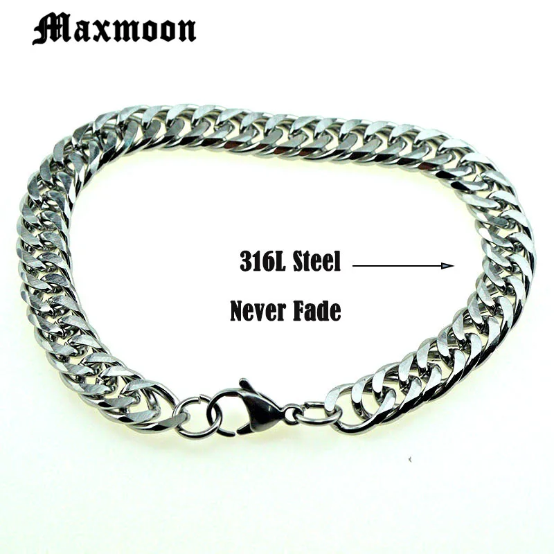 Maxmoon Майами кубинские браслеты из нержавеющей стали мужские 7 мм плоские