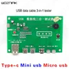 Wozniak USB кабель для передачи данных 3 в 1 тестовая плата Tpye-c Mini Micro USB телефон светодиодный дисплей смарт-защита зарядное устройство тестер лини... ► Фото 1/4