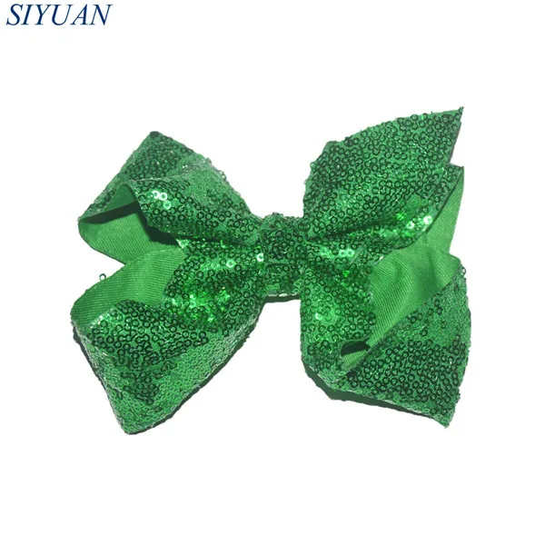 green 1 шт., эластичная повязка на голову Ribon с большой вышивкой 6 дюймов, блестящий бант, модное Рождественское украшение для волос HB013 - Цвет: green