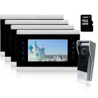 Homefong Home wired Color Video door phone intercom 1200TVL wide angle Weaterproof IP65 Camera  Video doorbell system 4 to 1