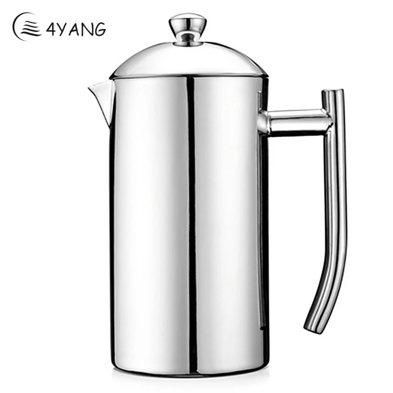 

4YANG 600ML Delicate Coffee Maker French Press Coffee Tea Pot Brewer with Filter Stainless Steel Double Wall Coffee Machine