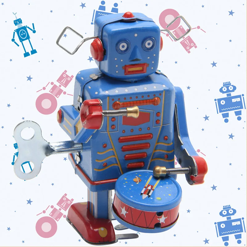Ретро заводная металлическая ходячая игрушка робот винтажный коллекционный детский подарок 328 Акция% 312