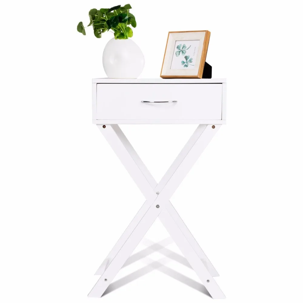 Giantex Nightstand X-Shape Drawer Accent side End Table Modern Home Furniture White HW55474WH Giantex Nightstand X-Shape Drawer Accent side End Table Modern Home Furniture White HW55474WH