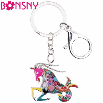 

Bonsny Enamel Star Lucky Zodiac Capricorn Key Chain Women Keyrings Gift HandBag Charms Keychain Car key Purse Novelty Jewelry