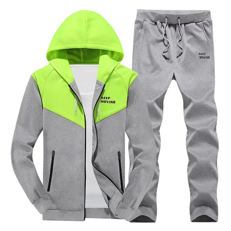 2018 Patchwork Mens Set Autumn Two Piece Casual Tracksuit Male Clothes Track Sets Hoodies Sweatshirts Pants Suit Clothing Fleece