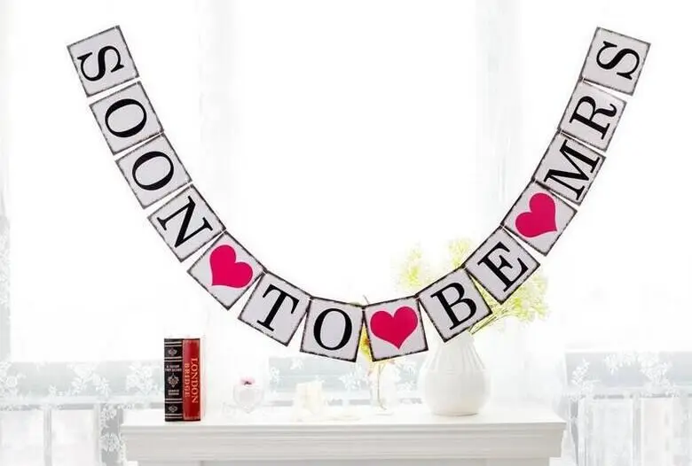 

Free Shipping 1 X SOON TO BE MRS Banner Wedding Garland Sign Photo Props Bridal Party Decoration
