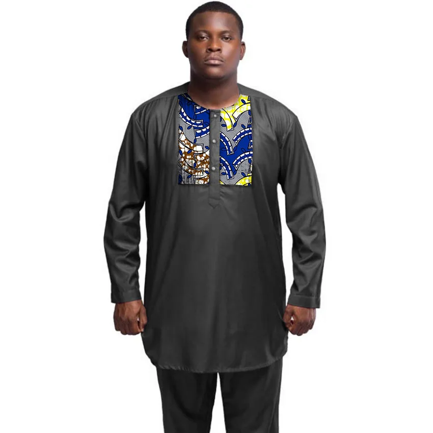 African print dashiki shirts men's south African clothes patchwork shirt men long sleeve shirt