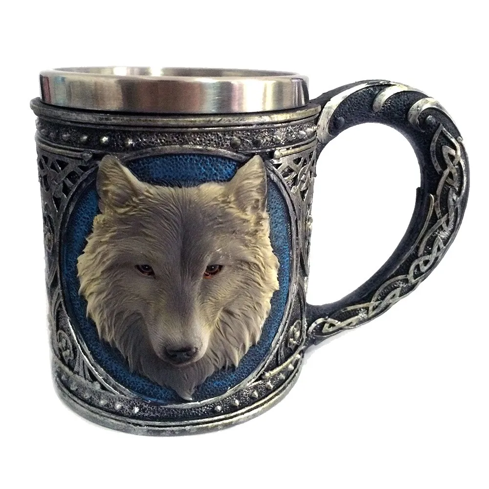 Кружка для питья волка с двойными стенками из нержавеющей стали 3D кружки с черепом кружка для кофе кружка с черепом рыцарь кружка для питья Canecas Copo