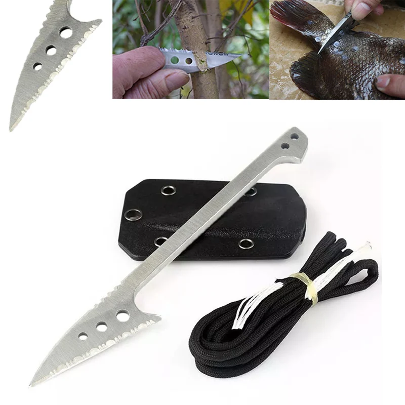 

Fish Scale Flake Harpoon Tool Steel fillet Stainless Outdoor Serrated bushcraft Sheath Camp Kit Hunt Blade k Kydex Survive