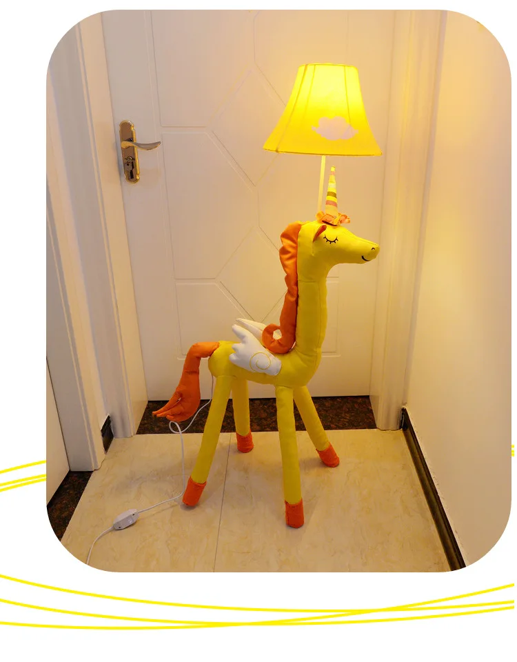 Милый декоративный напольный светильник с рисунком оленя, единорога, детская спальня, принцесса, девочка, животное, торшер, подставка для спальни, освещение, лампа для ног