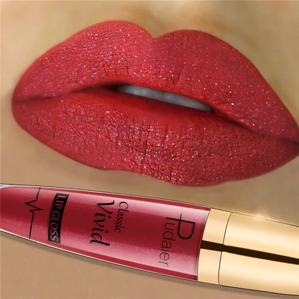 Pudaier Brand Glitter Liquid Lipstick Metal Metallic Shimmer Shining Waterproof Pigment Lip Gloss Tint Cosmetics Makeup - Цвет: 8