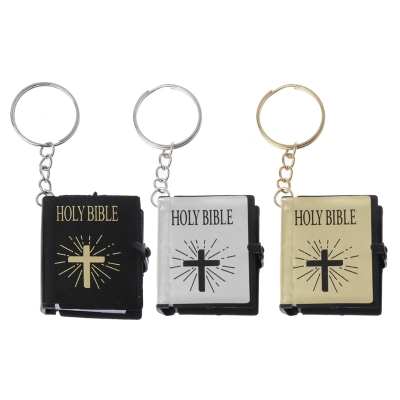 

JAVRICK Mini English HOLY BIBLE Keychain Religious Christian Jesus Cross Keyrings Gift 2018 Hot Selling