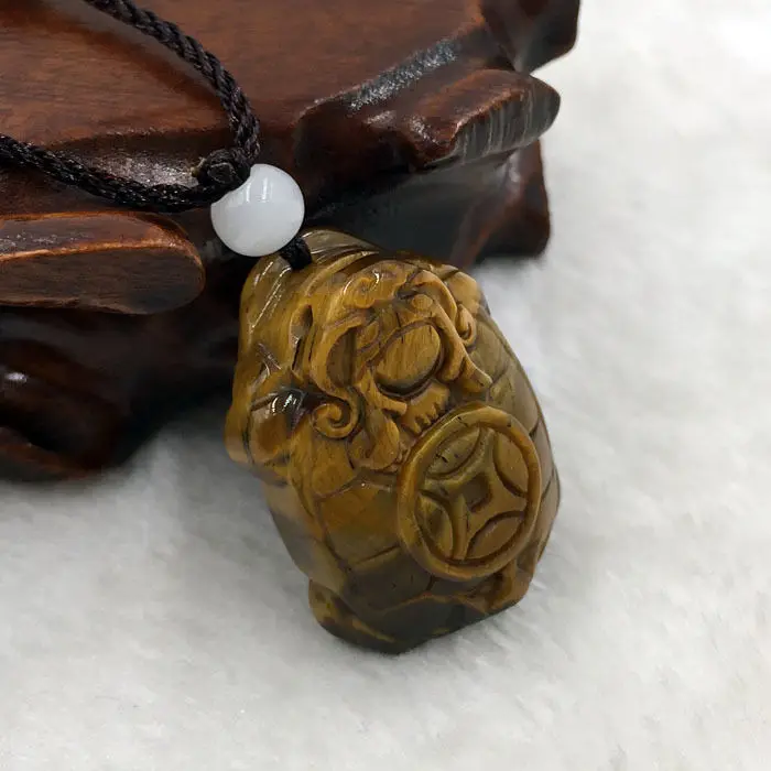 

100% Natural Tiger eye Jade Gems Necklace Pendant Lucky Charm Dragon Turtle 01