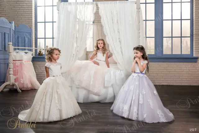 Cheap Lace Flower Girl Dress Birthday Mermaid Wedding Party Holiday Bridesmaid A-Line Pageant Dresses For Girls Glitz