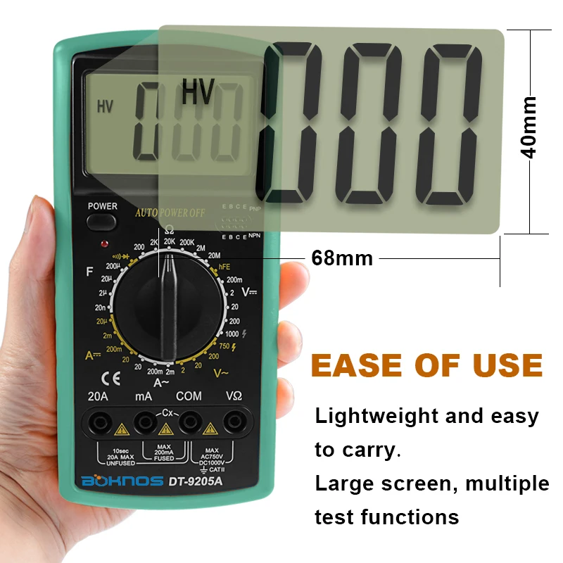 Multimeter 2000 counts Multimetro AC/DC Digital Multimeter Professional Tester Meter With Probe Test Leads Crocodile Clip Tool
