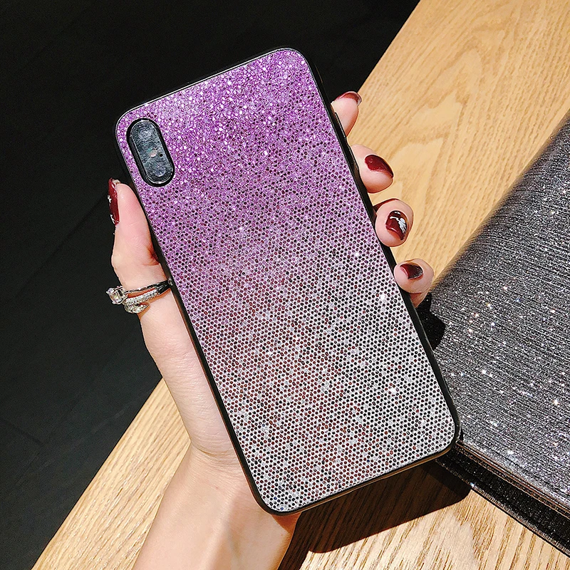 Case For iPhone X Xr Xs Max Cover Korean Glitter Gradient  (3)