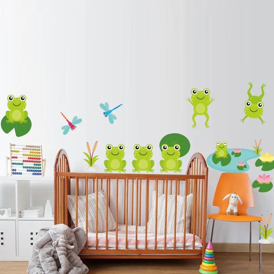1 مجموعة للإزالة ضفدع غرفة الجدار ملصق الفن diy الاطفال الأطفال ملصقات الحائط مرحاض حمام جدار صائق جدارية ديكور الفينيل ماء