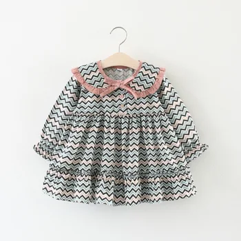 

Spring and Autumn Girls' Dress Princess Dress Big Wave Print Dress Children's Clothing Wholesale 0-3 Years A204