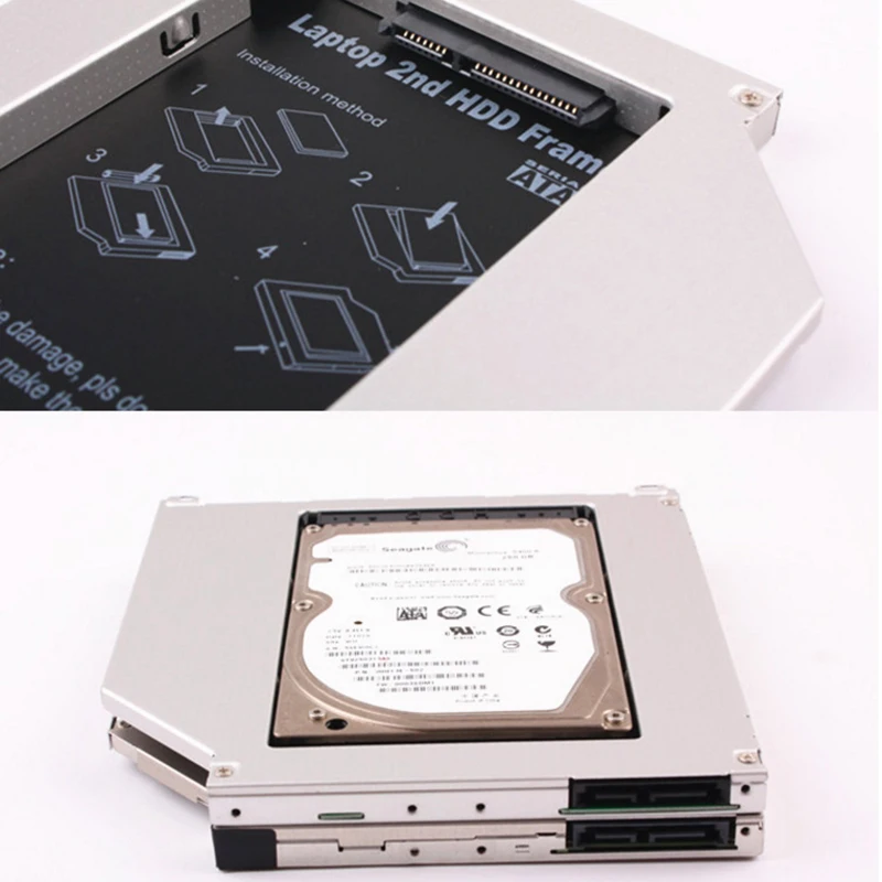 9,5 мм Алюминиевый металлический материал 2nd HDD кассета SATA рамка для Macbook Mac Pro DVD/cd-rom 2," SSD HDD корпус SATA 2 с отверткой