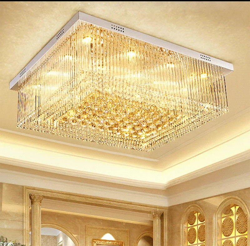

Living Room Light Rectangular Crystal lamps Modern Simple Crystal Ceiling lamp Atmosphere Restaurant Light Bedroom LED lamps