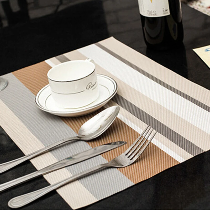 Heat Resistant PVC Kitchen Dinning Stripe Table Placemats for Table Mat