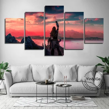 

Wall Art horizon zero dawn Pictures HD Prints 5 Pieces Home Decoration Game Canvas Painting Modular Poster Frame For Living Room