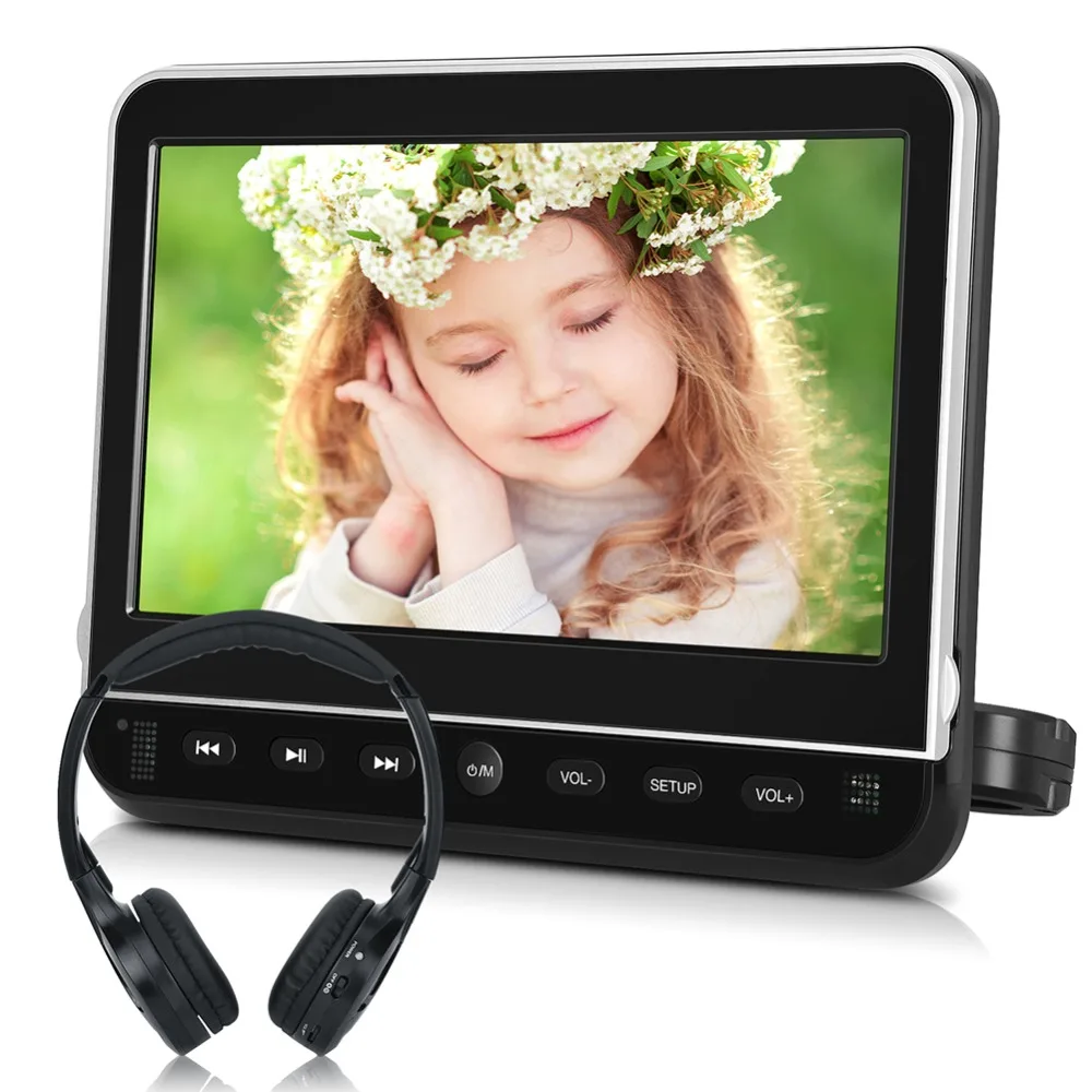 

Pumpkin 10.1 inch Car Headrest Monitor DVD Player USB/SD/HDMI/FM/Game TFT LCD Screen Touch Button Support Wireless Headphone