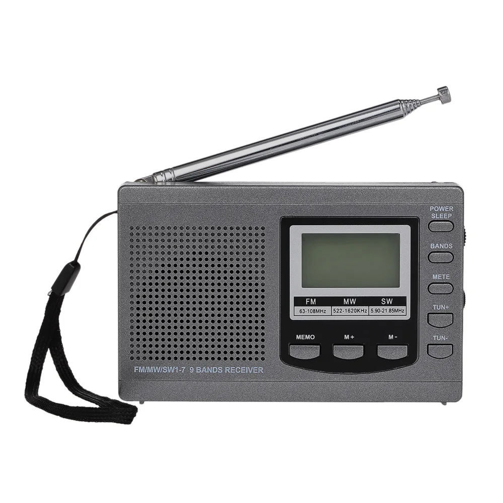 Mini Full Band Stereo FM/MW/SW/LW Radio Digital World Band Receiver Alarm Clock