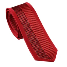 Для мужчин костюм Галстуки Дизайн границы красные, черные пледы Половина в Вертикальную Полоску контраст галстук узкий галстук 6 см Сорочки выходные для мужчин свадебные