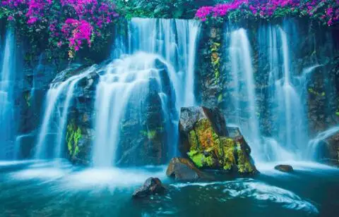 NEW 3D Diamond Painting Cross Stitch Crystal Needlework Purple flower waterfall Embroidery Full Decorative | Дом и сад
