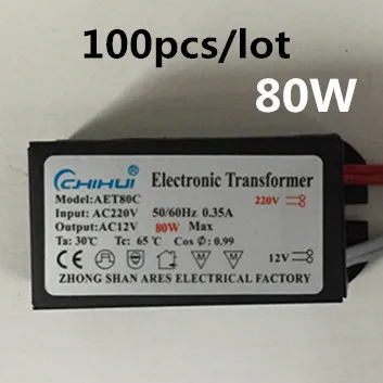 

Wholesale 100pcs/lot 80W 220V Electronic Transformer Halogen Light LED Driver Power Supply Converte 3 year warranty!